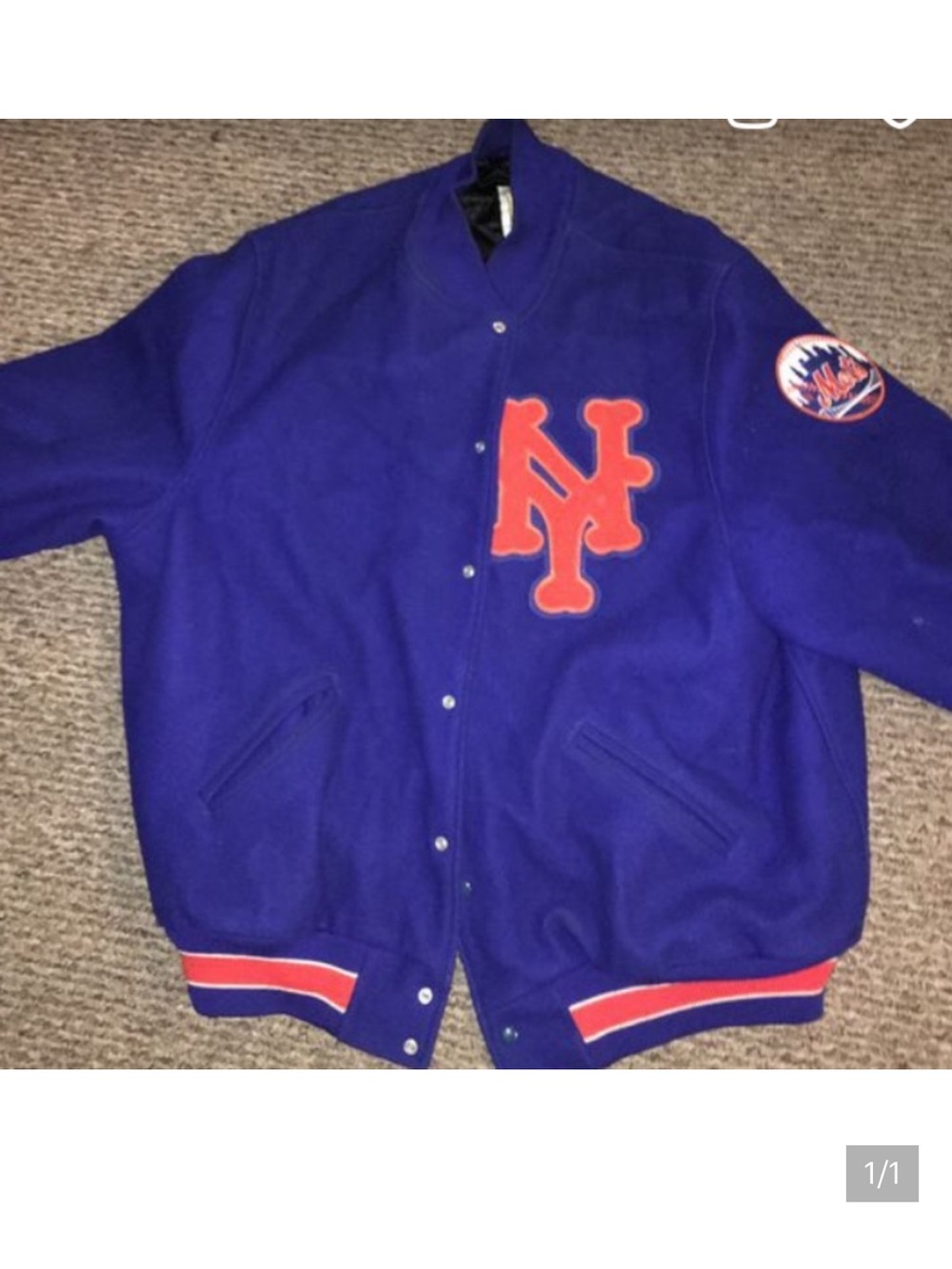 Mitchell & Ness Royal Blue and Orange New York Mets Varsity Jacket